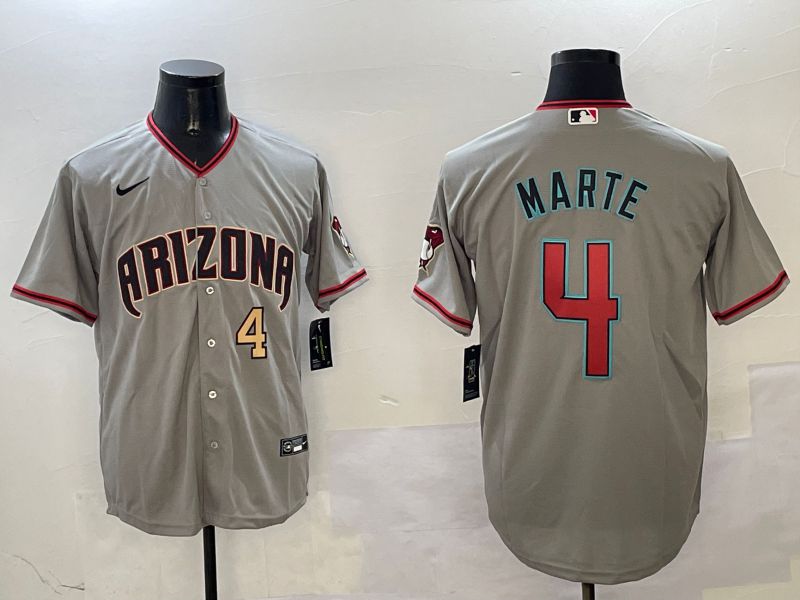 Men Arizona Diamondback #4 Marte Grey Game 2025 Nike MLB Jersey style 4